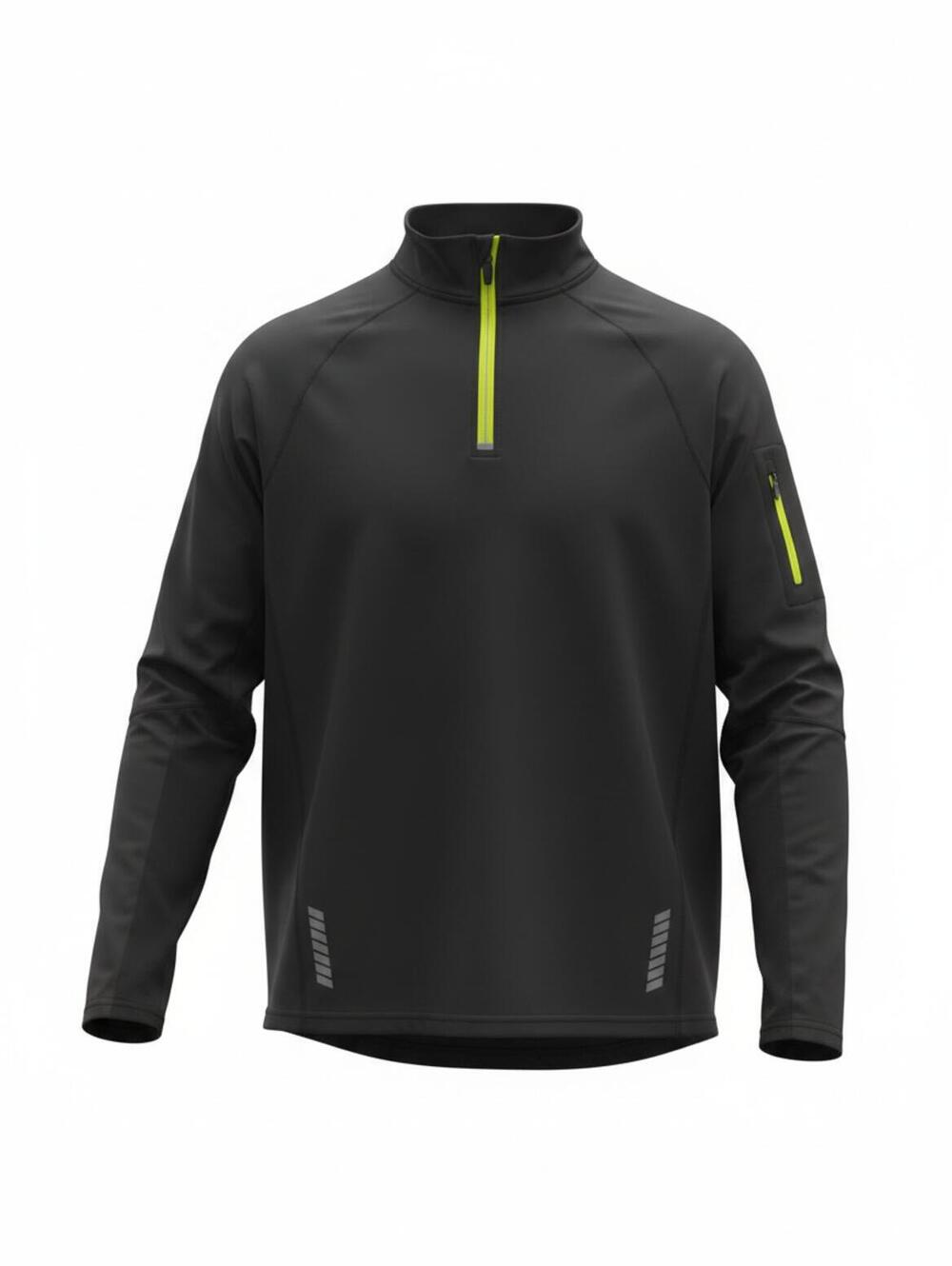 FILA Sport Running Fitted Athletic Shirt Black/Fluorescent Yellow Size Medium